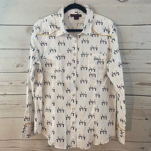 Ariat NWT western style skull printed pearl snap collared shirt XL